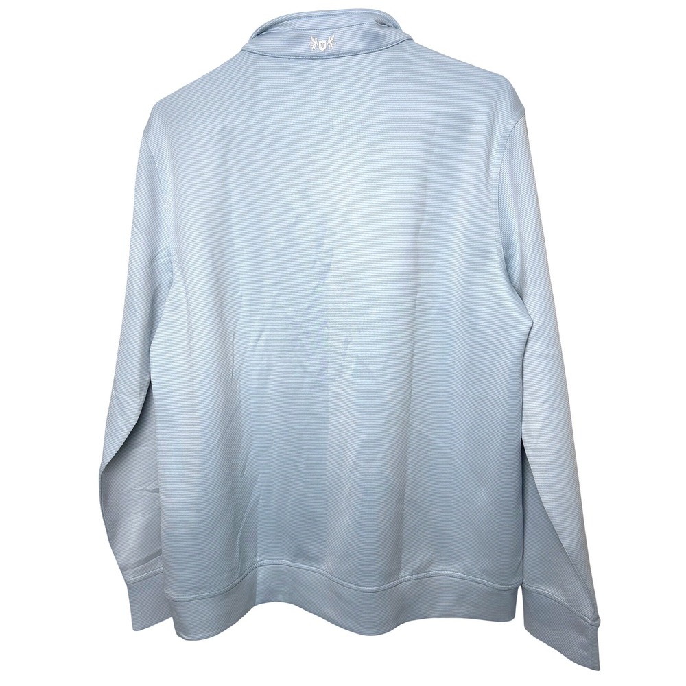 Hickey Freeman Men's M Performance Quarter‎ Zip Pullover Blue White Stripe Golf - Picture 2 of 7